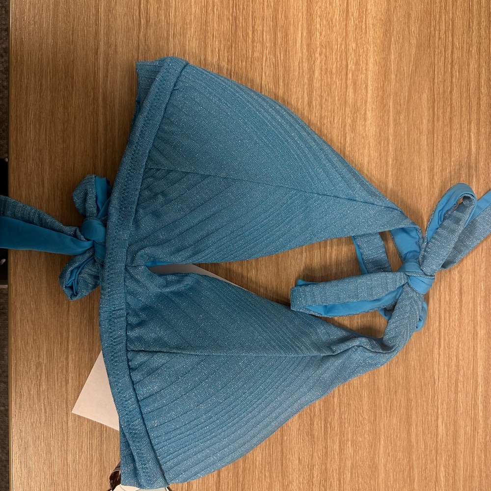 BECCA Teal Ribbed Bikini Top
